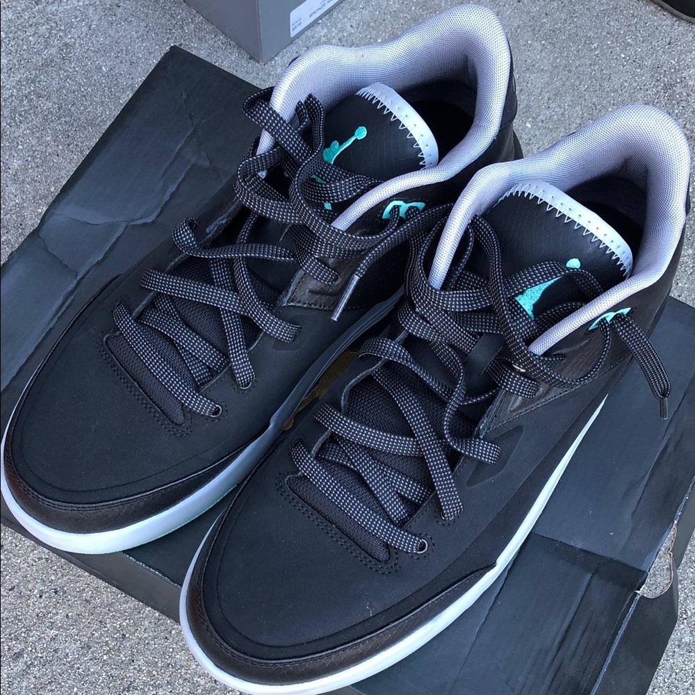 Jordan Black and Teal Men's Sneakers